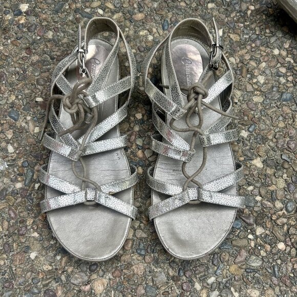 E Collection Gold Lace Up Gladiator Buckle Sandals size 8.5 - Picture 8 of 8